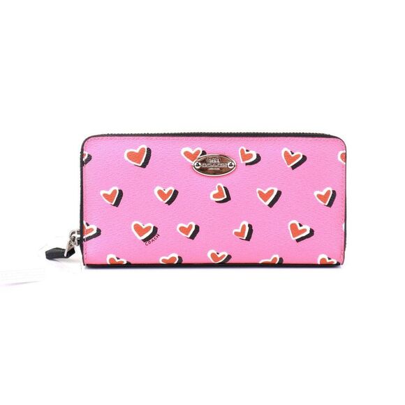 NWT Coach RED HEART Accordion Zip Wallet in Pink - Picture 2 of 8